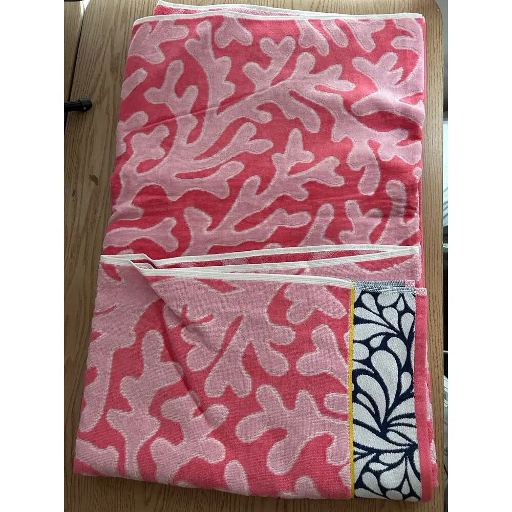 New Large Beach🏖️Bath Towel Ocean Seaweed Print Cotton Pink White Black 40”x72”